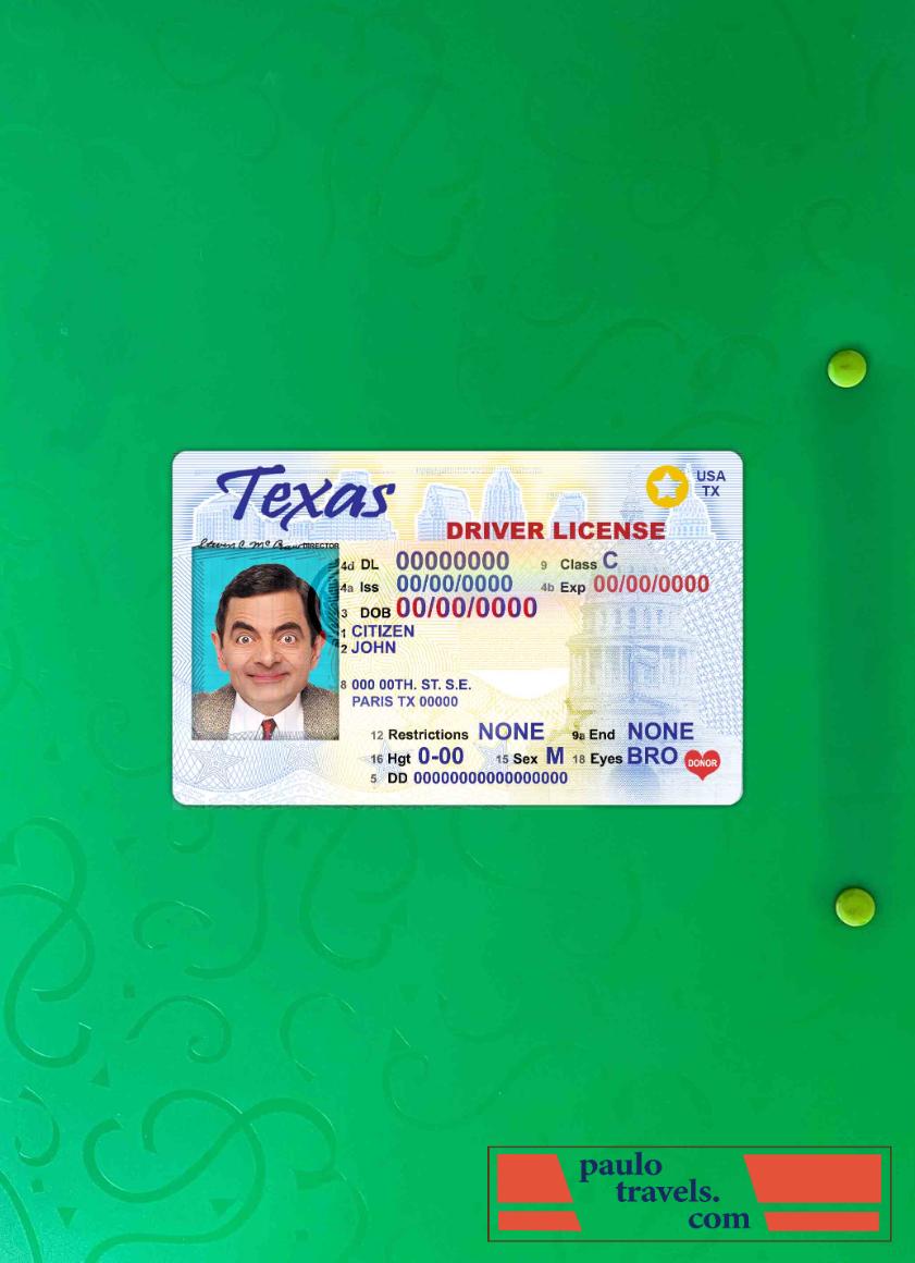 USA Texas DL photolook FRONT PSD template